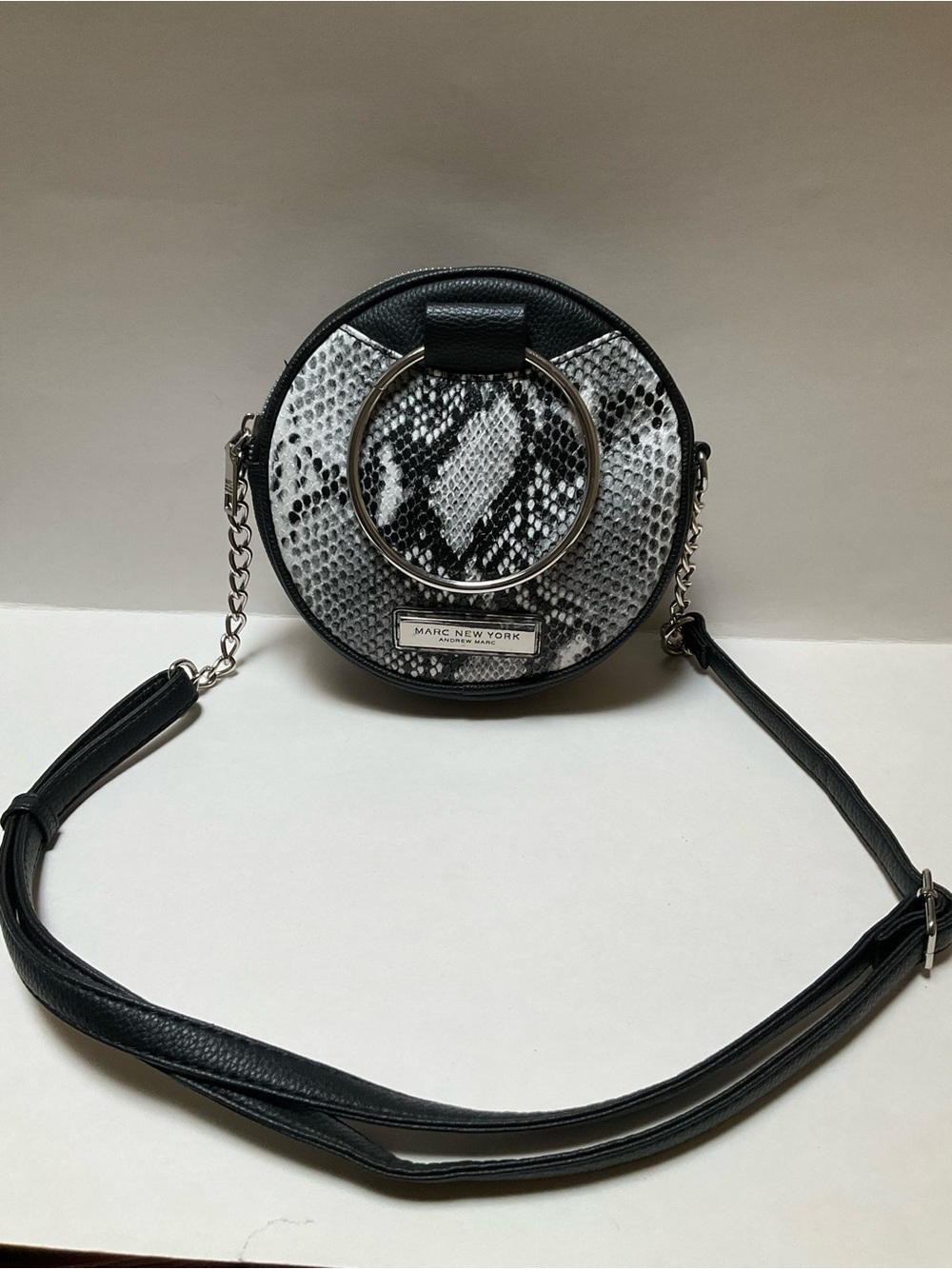 Marc New York by Andrew Marc Round Mini Handbag Snakeskin Print Crossbody Bag - Picture 3 of 13